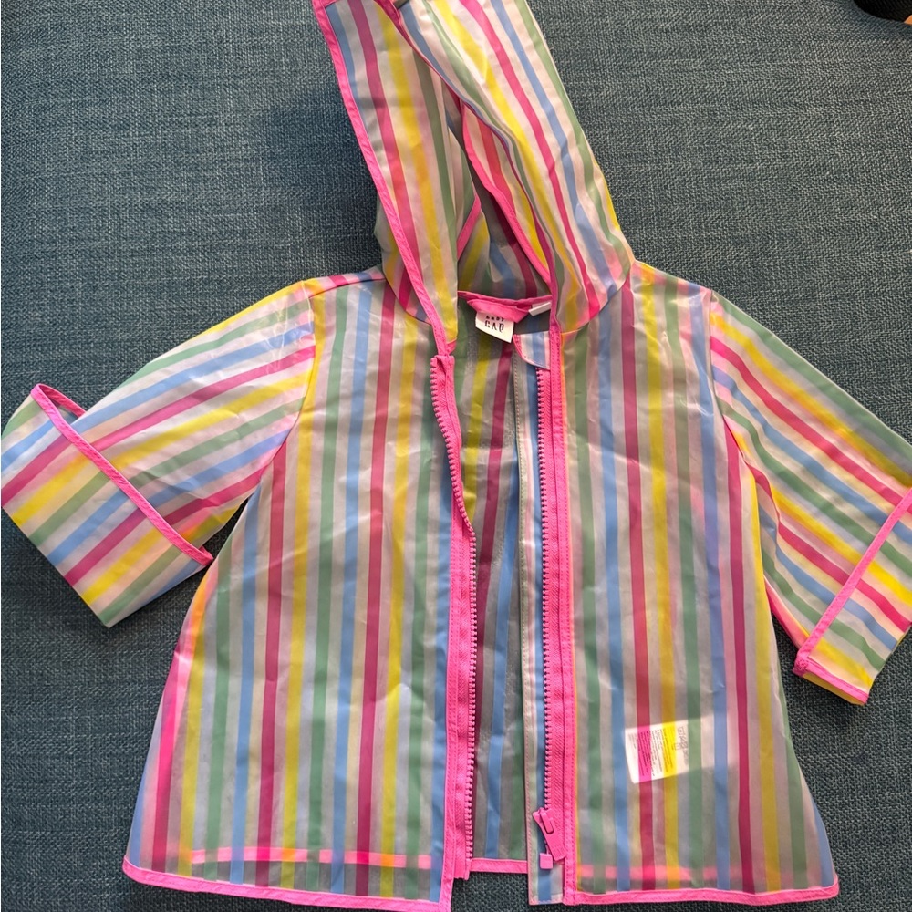 GAP rainbow stripe Raincoat with Hood and Zipper